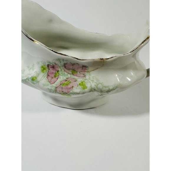 Excelsior Porcelain Gravy Boat Vintage Antique White Pink Green Floral Pattern - Picture 15 of 15